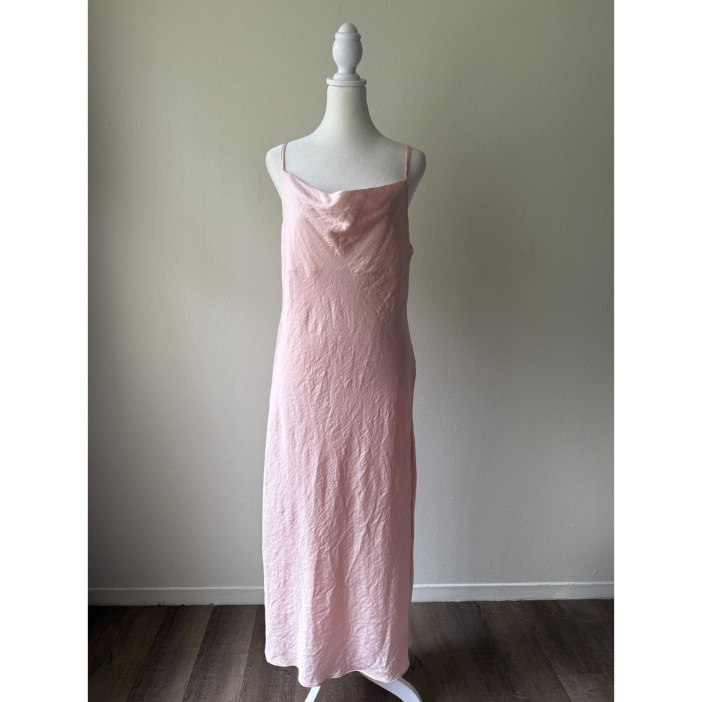 Topshop Pink Satin Cowl Neck Slip Dress Size‎ US 8 Midi Adjustable Straps Lined